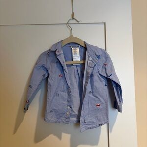 Jacadi Blue Button Up with Fun Pattern - 12 months
